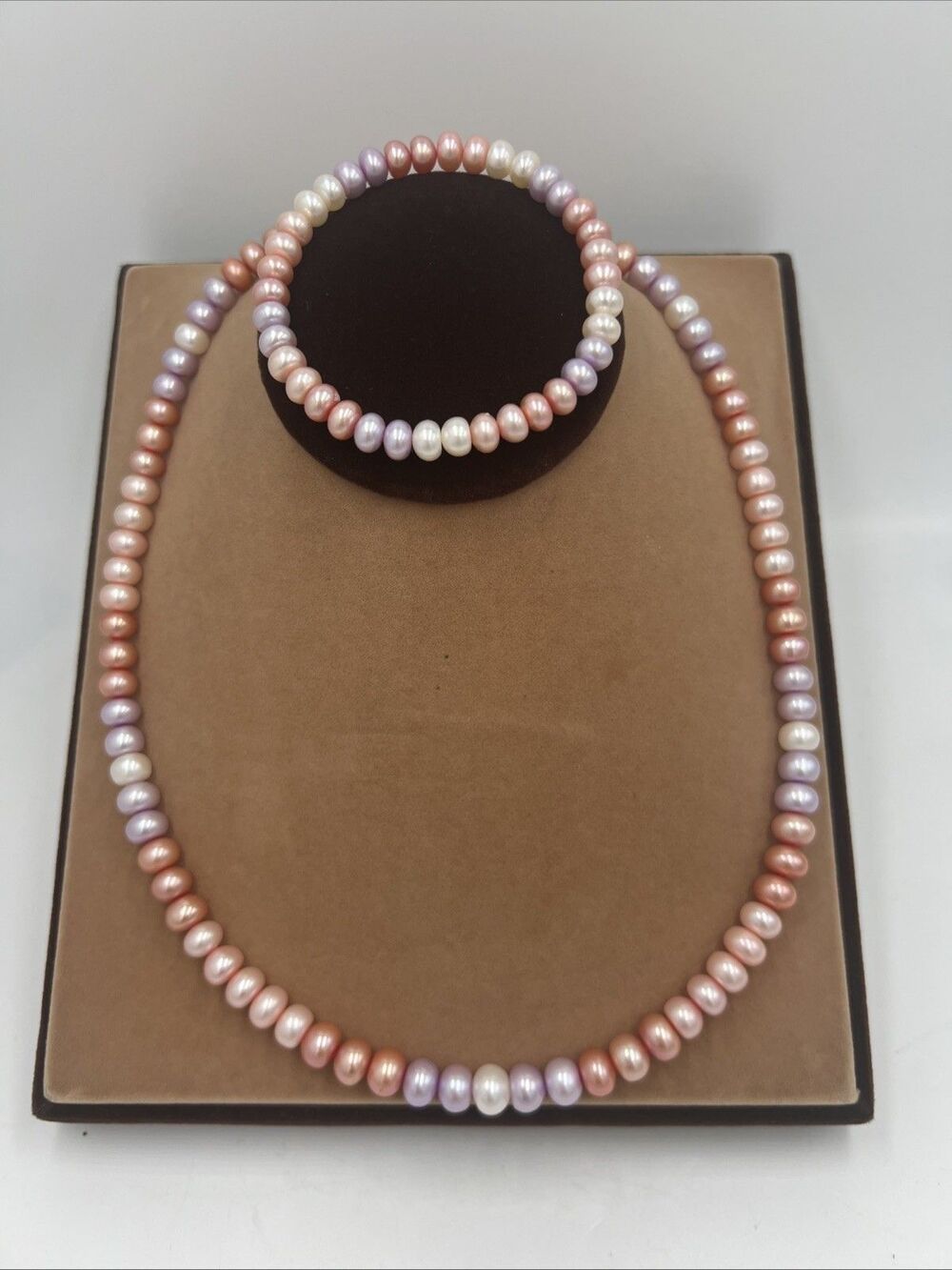 Honora Necklace Bracelet Set Pink White Gray Multicolor Cultured Pearls 925 20"